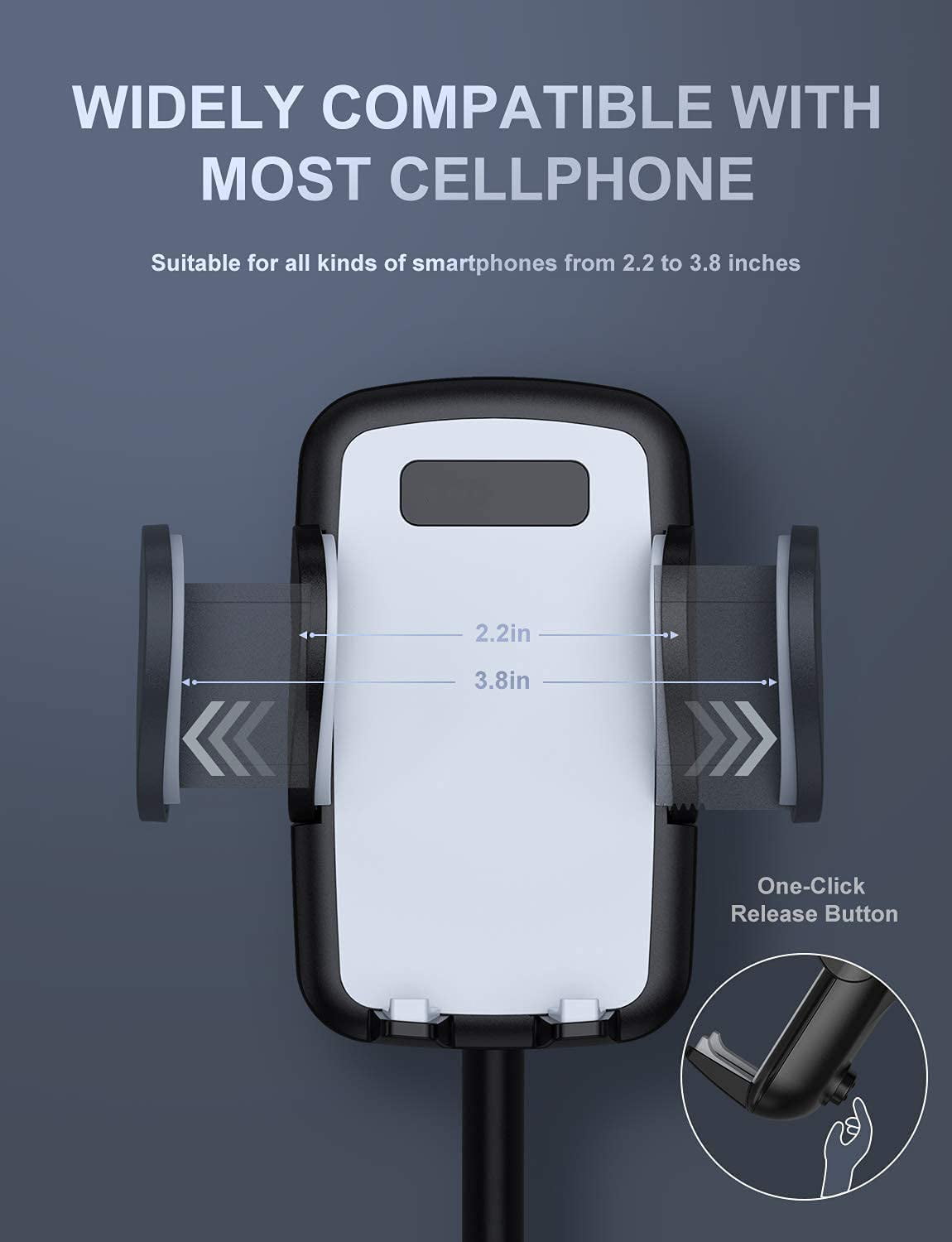 Car Cup Holder Phone Mount, Cup Holder Phone Holder for Car (Black)