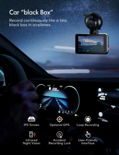 Premium Dash Cam - 2 Mounting Options, Enhanced Night Vision, Motion Detection