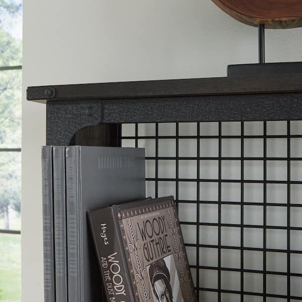 Steel River Carbon Oak Computer Hutch with Adjustable Shelves