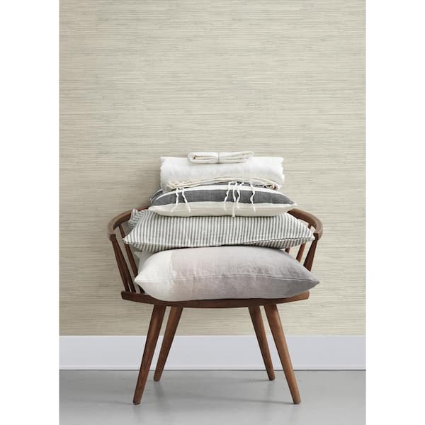 Grassweave Light Grey Imitation Grasscloth Textured Paper Pre-Pasted Wallpaper
