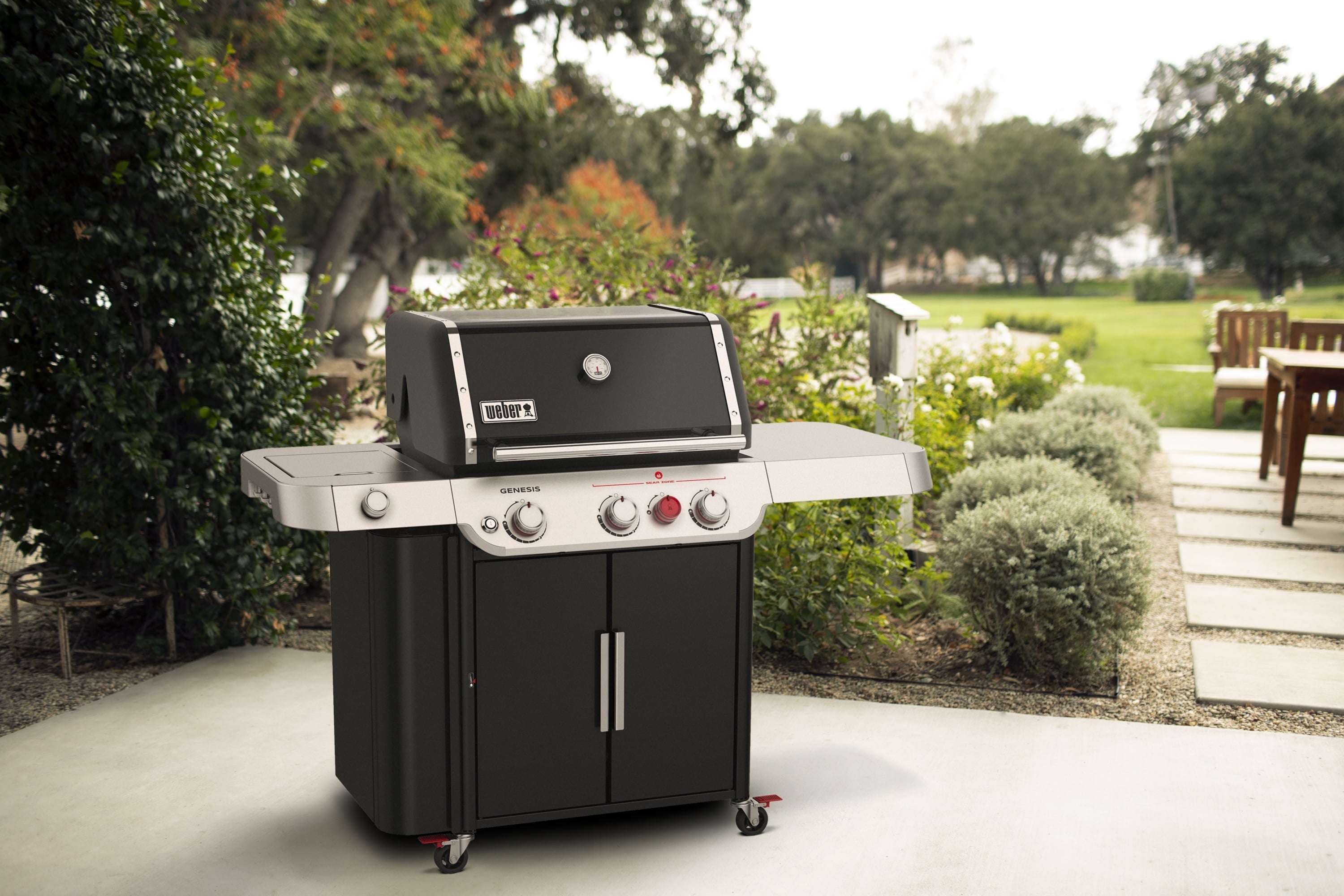 Weber Genesis E-335 3-Burner Propane Gas Grill in Black with Side Burner