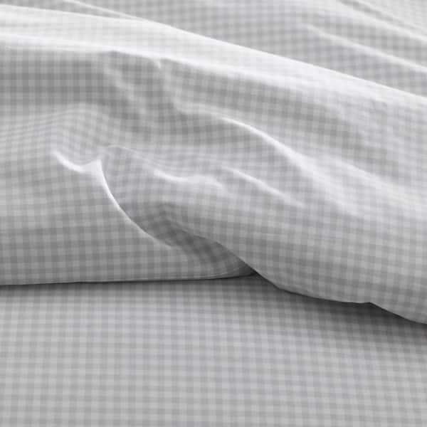 Company Kids Ditsy Gingham Gray Organic Cotton Percale Twin Comforter Set