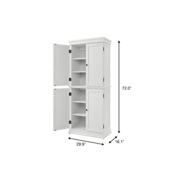 Ivory Food Pantry Cabinet with Adjustable Shelves