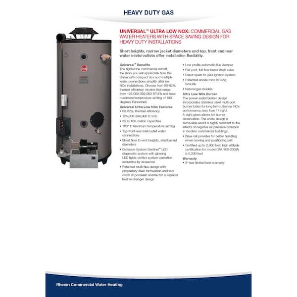 Universal Heavy Duty 100 gal. 270K BTU Ultra-Low NOx (ULN) Commercial Natural Gas Tank Water Heater