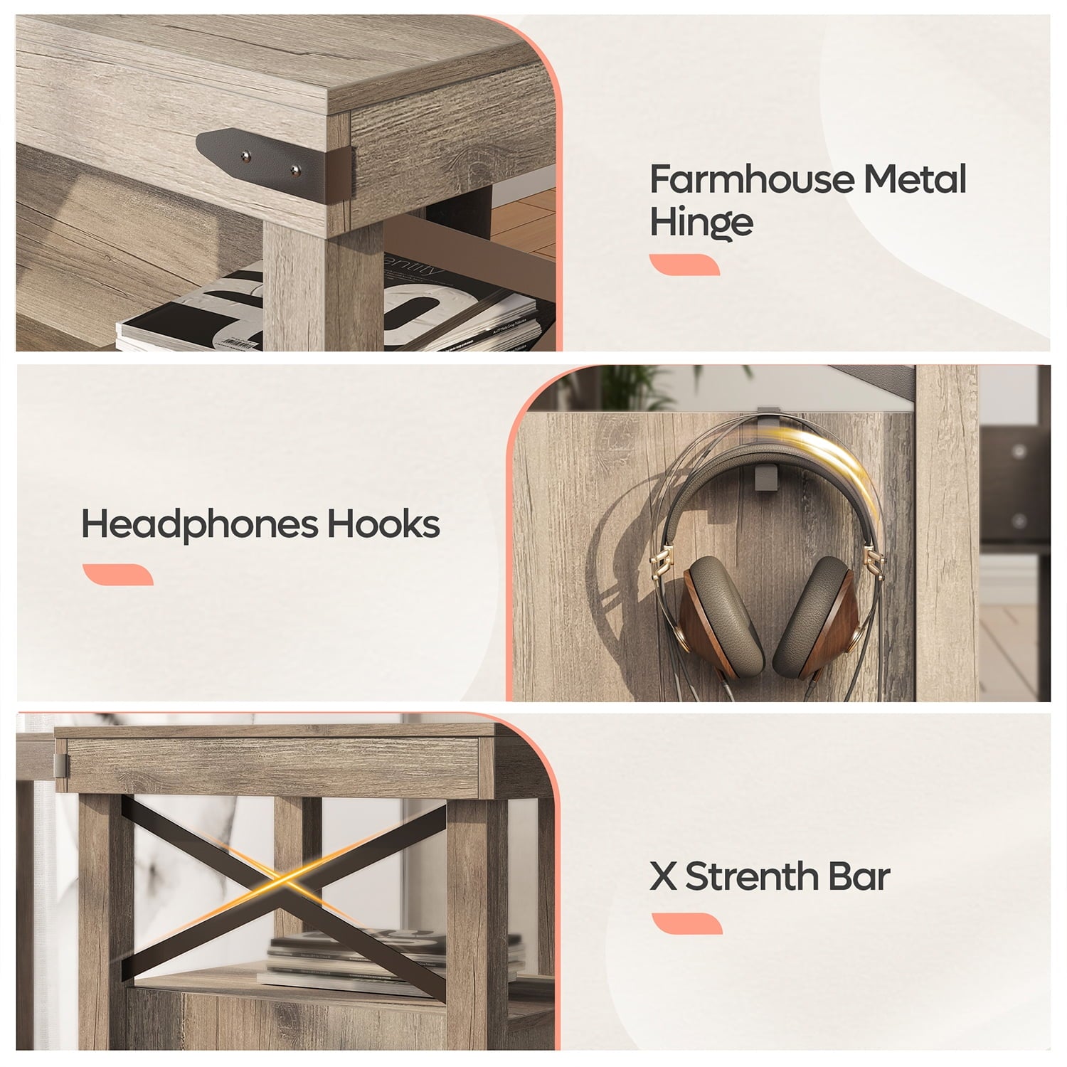 Bestier Farmhouse L-Shaped Computer Desk 60