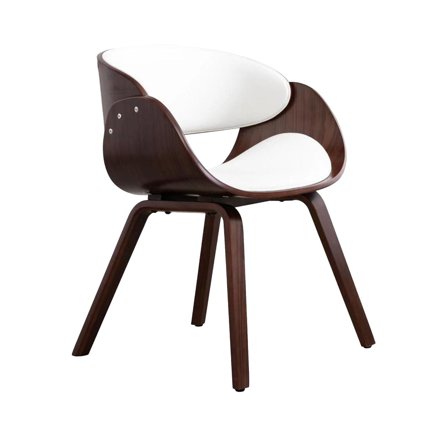 Vanity Art Mid-Century Style Butterfly Dining Chair and Walnut Wood Finish (White)
