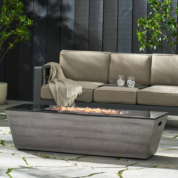Warren Dark Gray and Black Rectangular Stone Fire Pit (No Tank Holder)