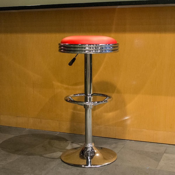 Retro Soda Shop 3-Piece Red and Chrome Bar Stool Set
