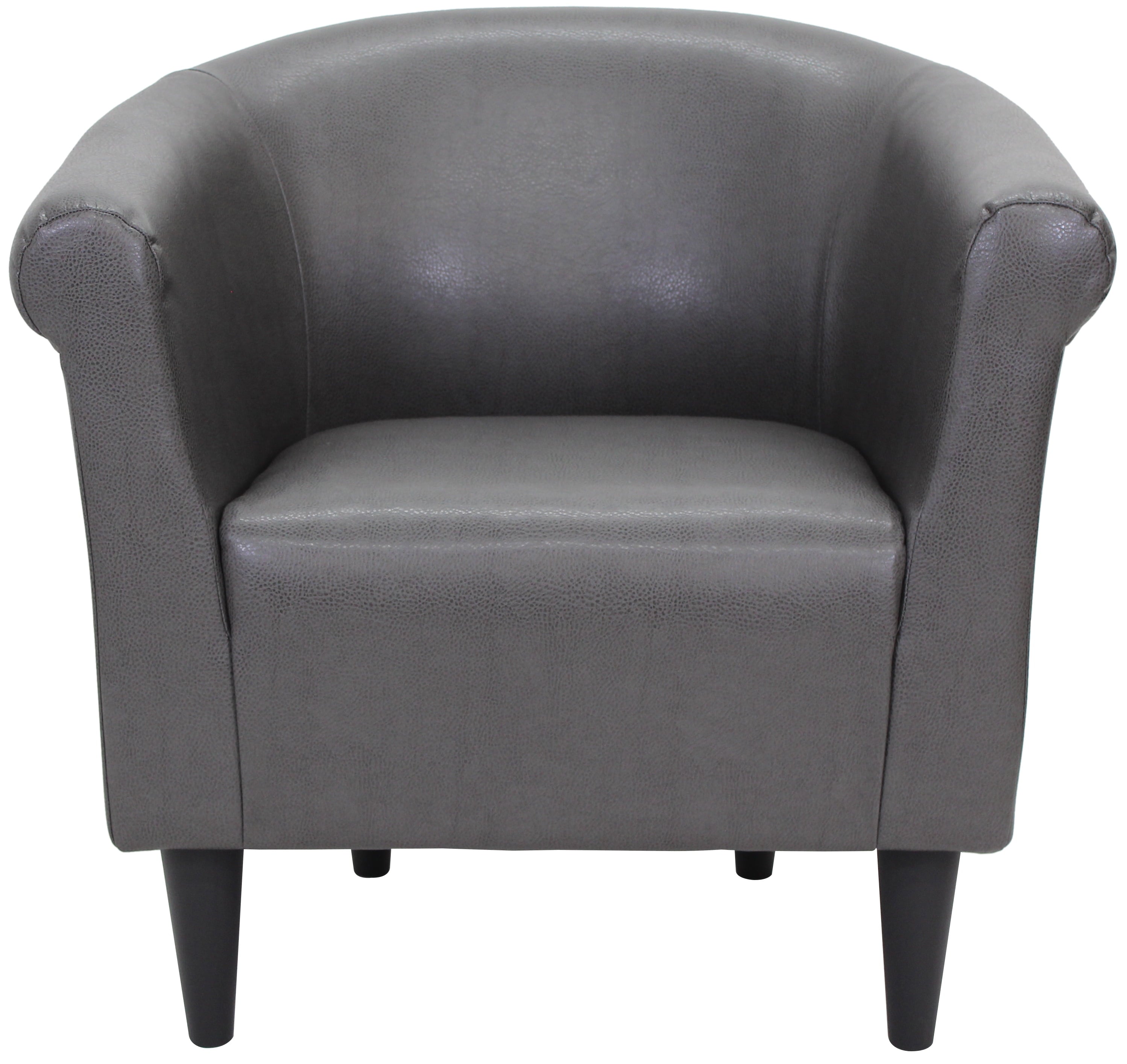 Mainstays Faux Leather Bucket Accent Chair, Carbon Gray