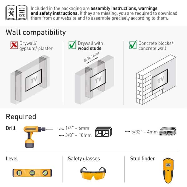 Barkan 13 in. x 90 in. Full Motion 4 Movement Extra Long and Stable Premium Flat/Curved TV Wall Mount Black