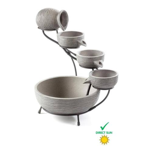 Smart Solar Solar Cascade Fountain 22"H 4-Tier Light Concrete w/pump Dark Grey