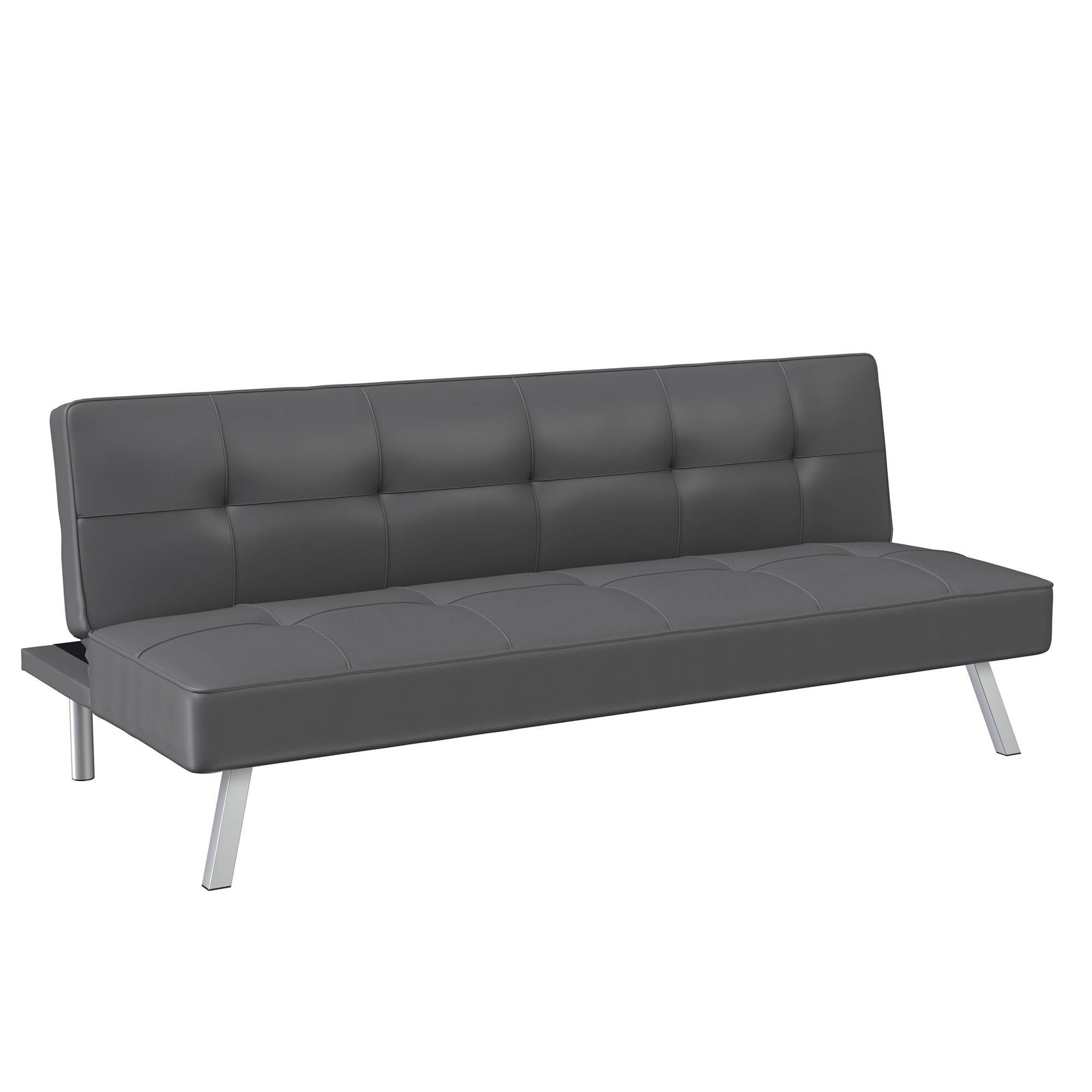 Serta Chelsea Modern Futon, Dark Grey Faux Leather