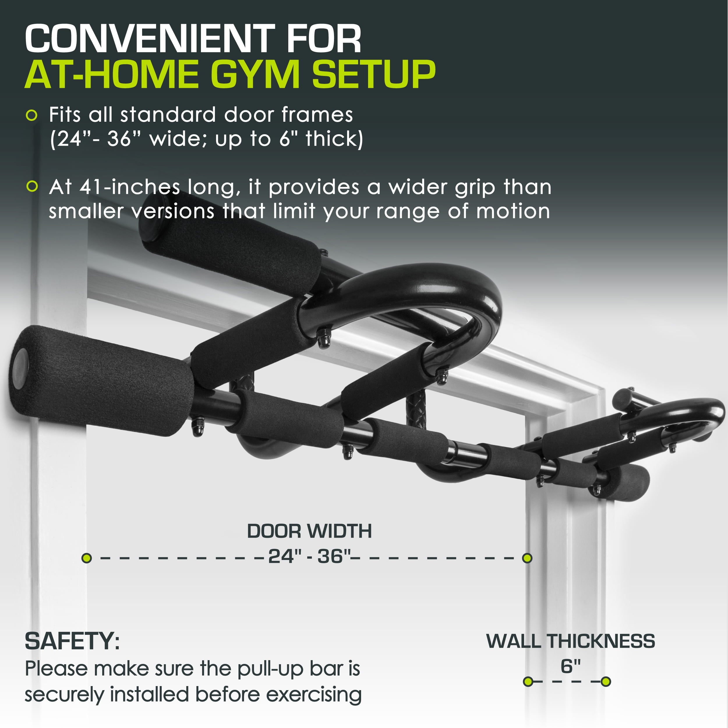 ProsourceFit Multi-Grip Chin-Up/Pull-Up Bar, Heavy Duty Doorway Trainer
