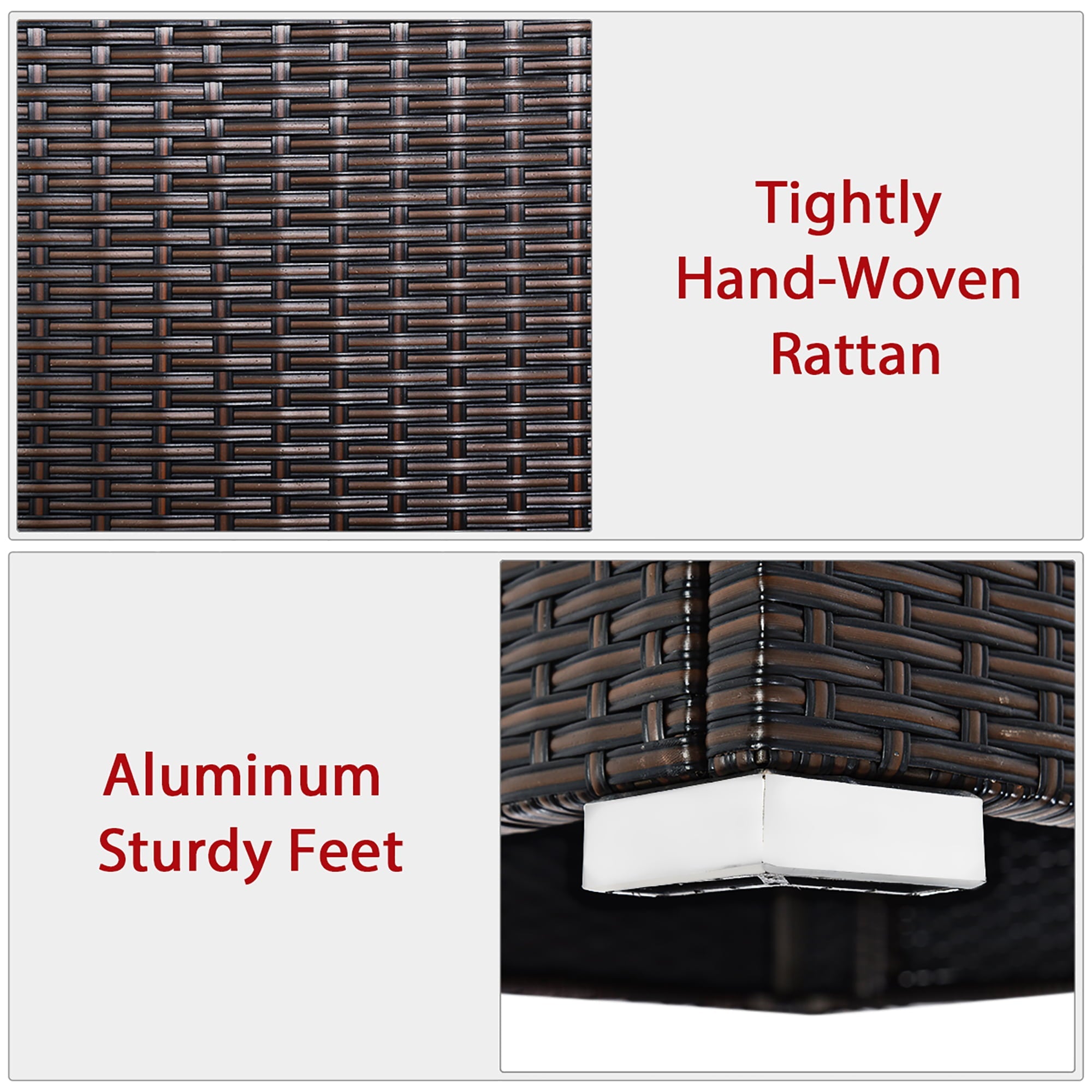 Costway 2PCS Patio Rattan Armless Sofa Sectional Conversation Furniture Set  W/Cushion Red