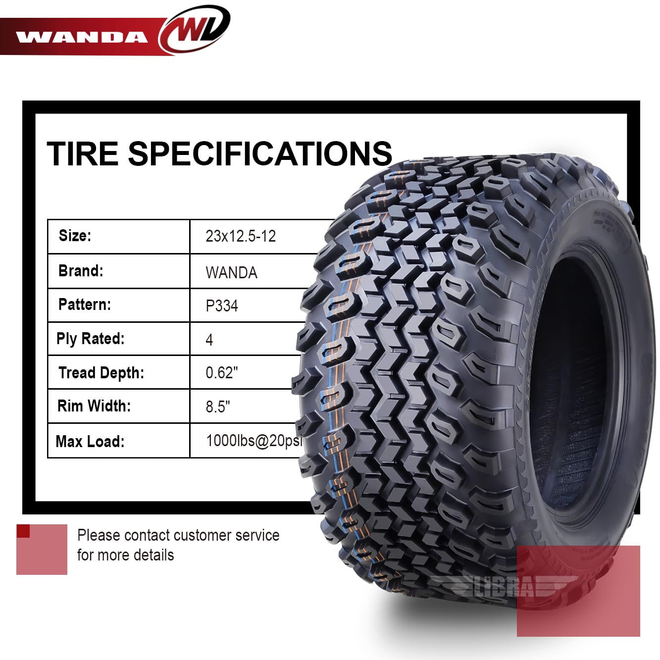 WANDA 23X10.5-12 Golf Cart ATV Tires 4 Ply 23x10.5x12 10143