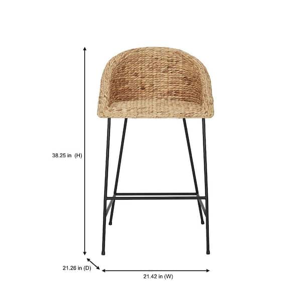 Natural Woven Hyacinth Bar Stool with Low Back
