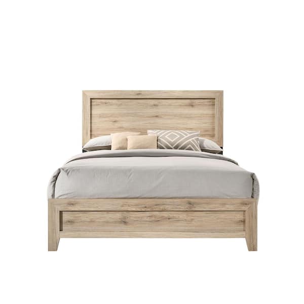 Miquell Brown Wood Frame King Panel Bed