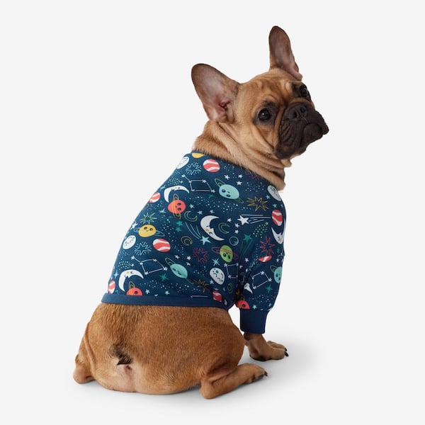 Company Organic Cotton Snug Fit Space Galaxy Dog Extra Small Blue Multi Pajama Set