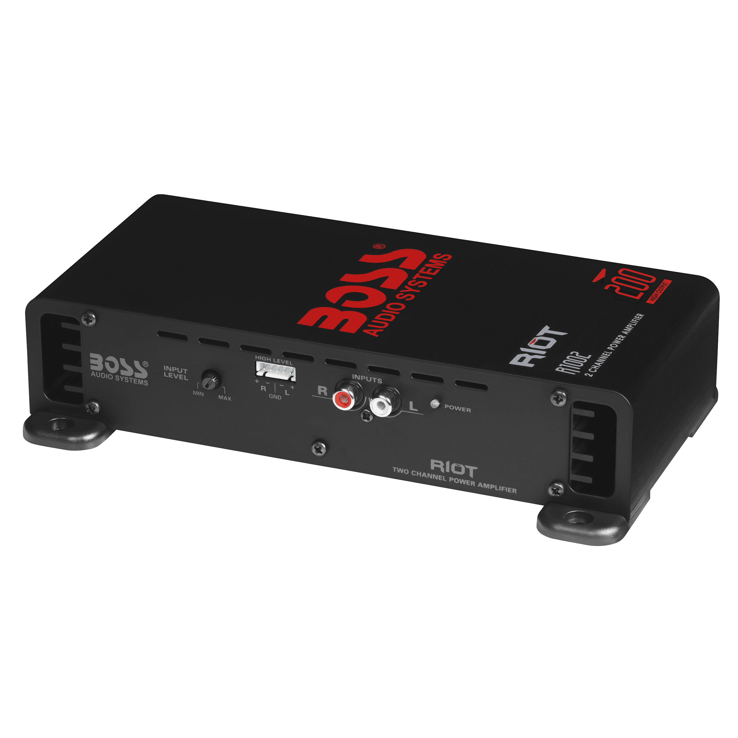 BOSS Audio Systems R1002 Riot Series Car Audio Stereo Amplifier - 200 High Output, 2 Channel, Class A/B, 2/4 Ohm Stable, Low/High Level Inputs, Full Range, Subwoofer