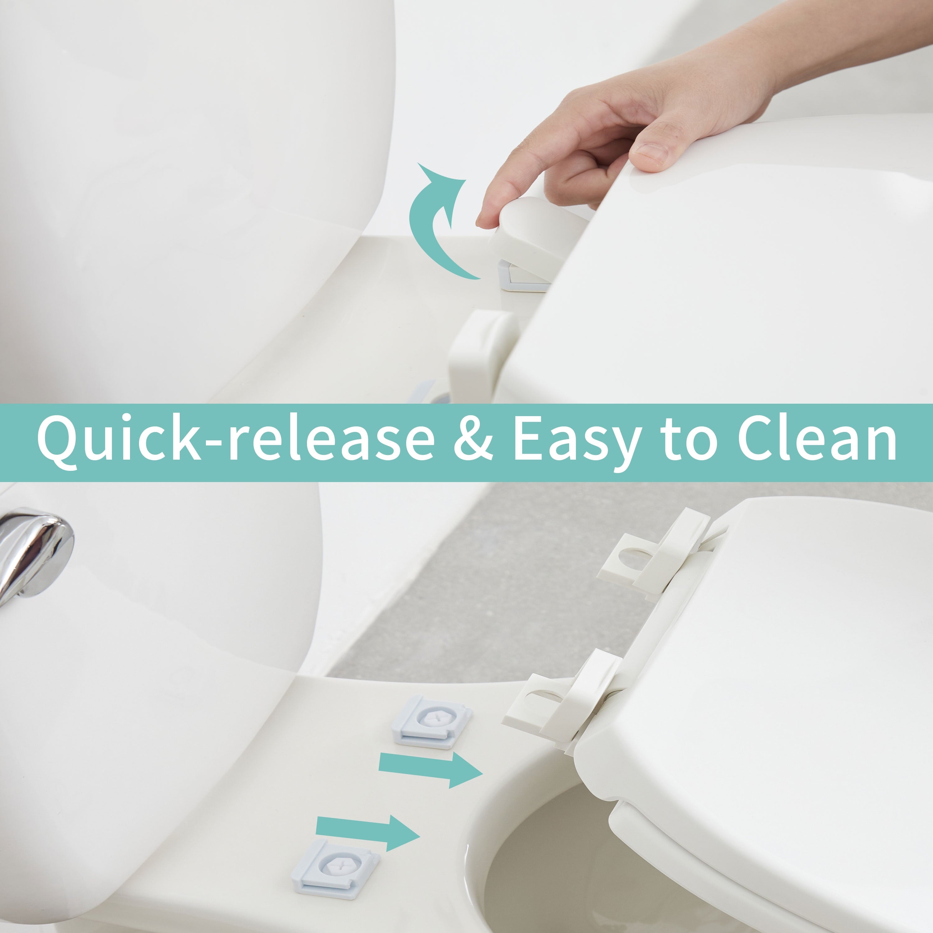 FBJ Oval Plastic Toilet Seat Soft Close in White, No Slam & Easy to Clean