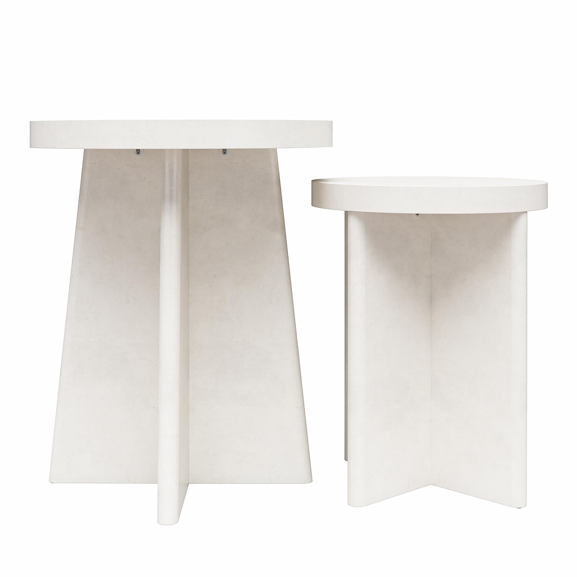 Queer Eye Liam Round End Tables, Set of 2, Plaster