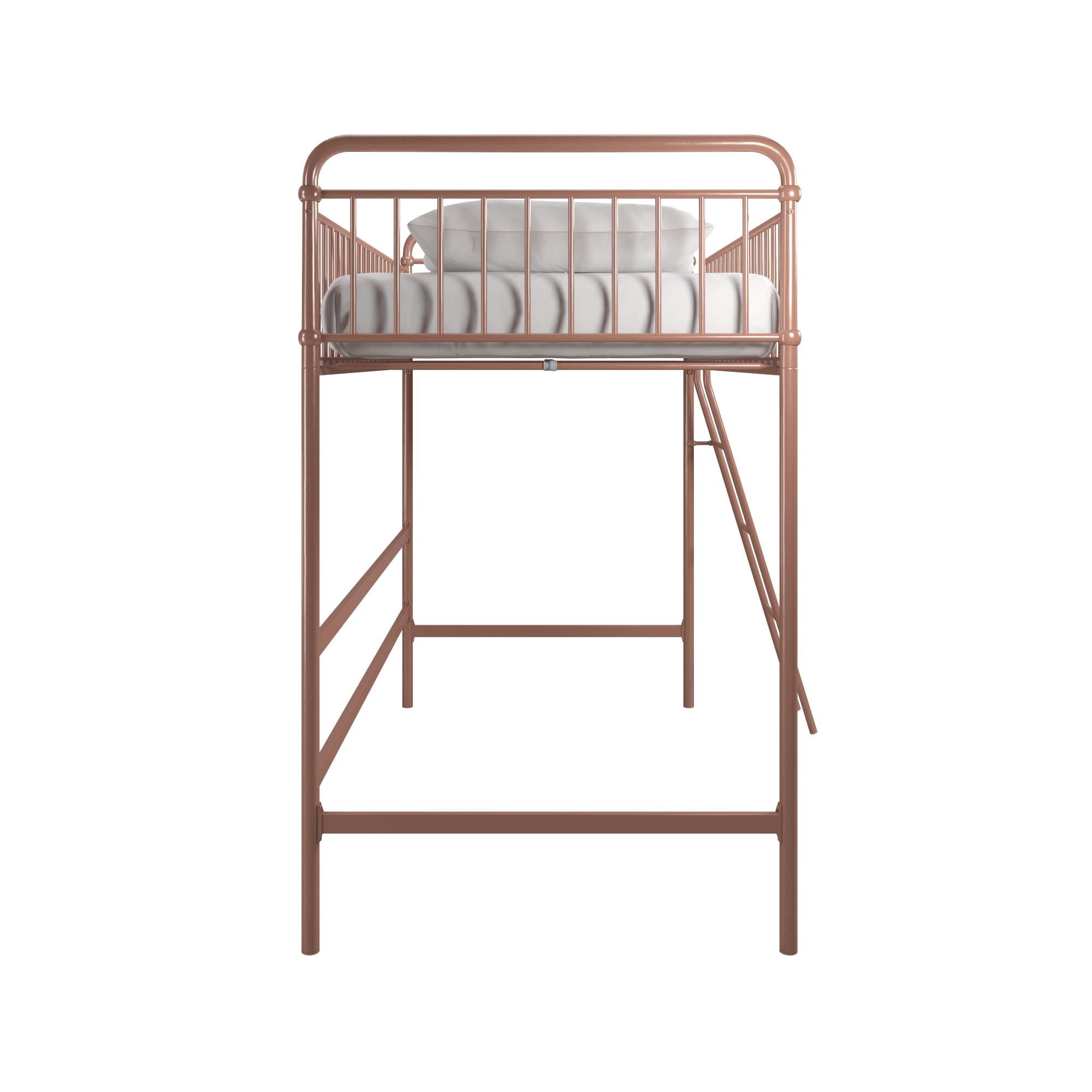 Better Homes & Gardens Kelsey Twin Metal Loft Bed, Rose Gold
