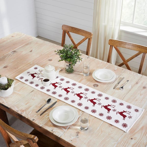 Star of Wonder 12 in. W x 48 in. L Khaki Tree Star Felt Table Runner