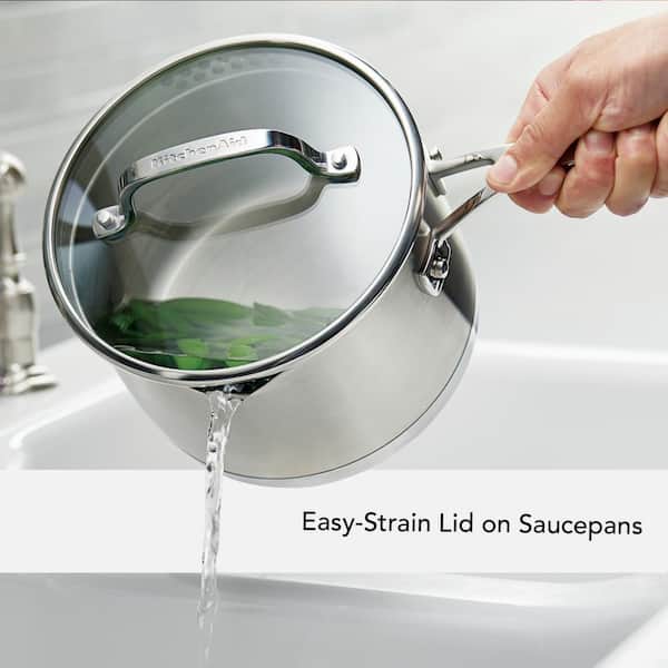 11-Piece 3-Ply Base Stainless Steel Cookware Set, Silver