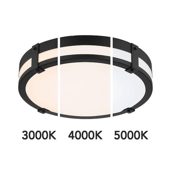 18 in. Winslow Natural Iron Integrated Selectable CCT LED Round Ceiling Light Flush Mount