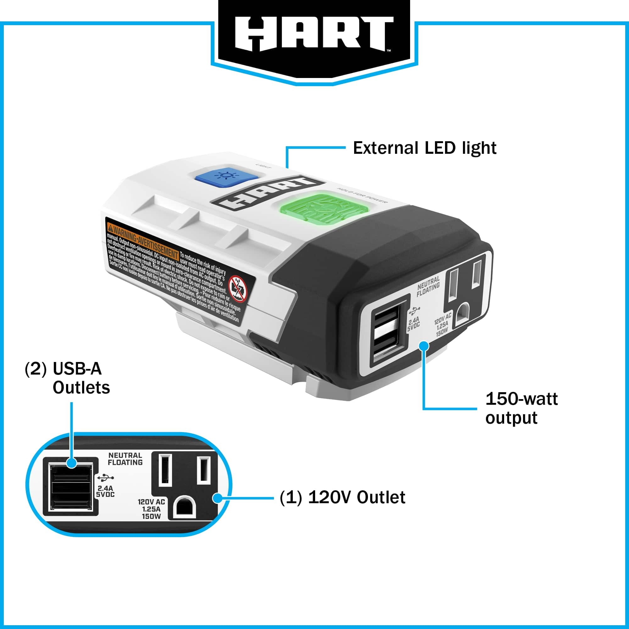 HART 20-Volt Power Source/Inverter (Battery Not Included)