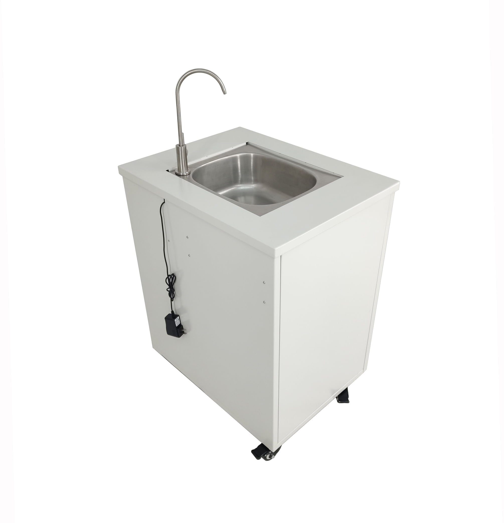 Cabinet Portable Sink Self Contained Hand Wash Station Mobile Sink Water Fountain Water Supply 110V/12V Powered Built-in Pump Water Jugs NOT included 24 X 18 X 30