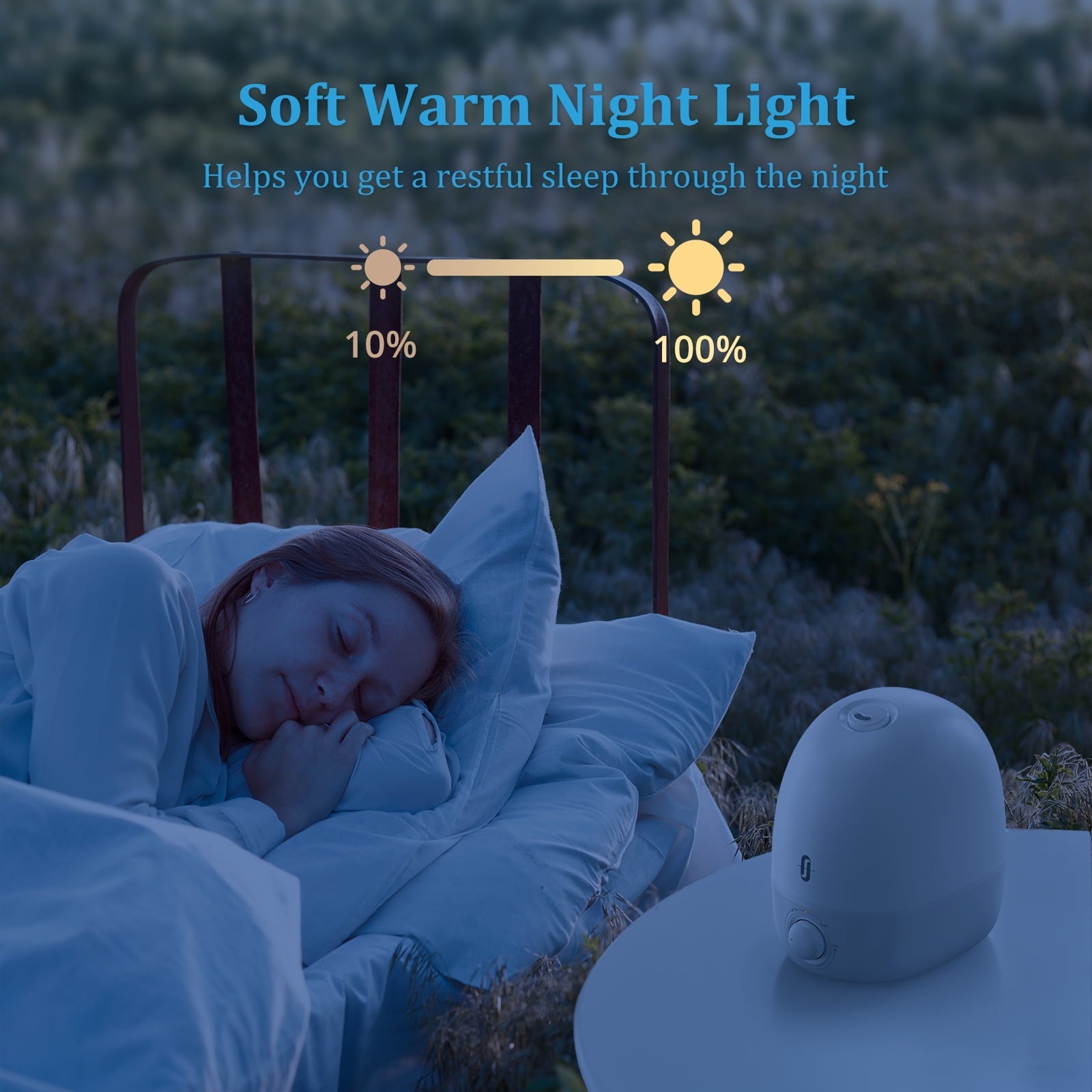 TaoTronics Humidifiers, 2.5L Ultrasonic Cool Mist Humidifier, 26dB Whisper Quiet Essential Oil Diffuser with Night Light for Baby Room, Nursery, Bedroom, Home, Office, White