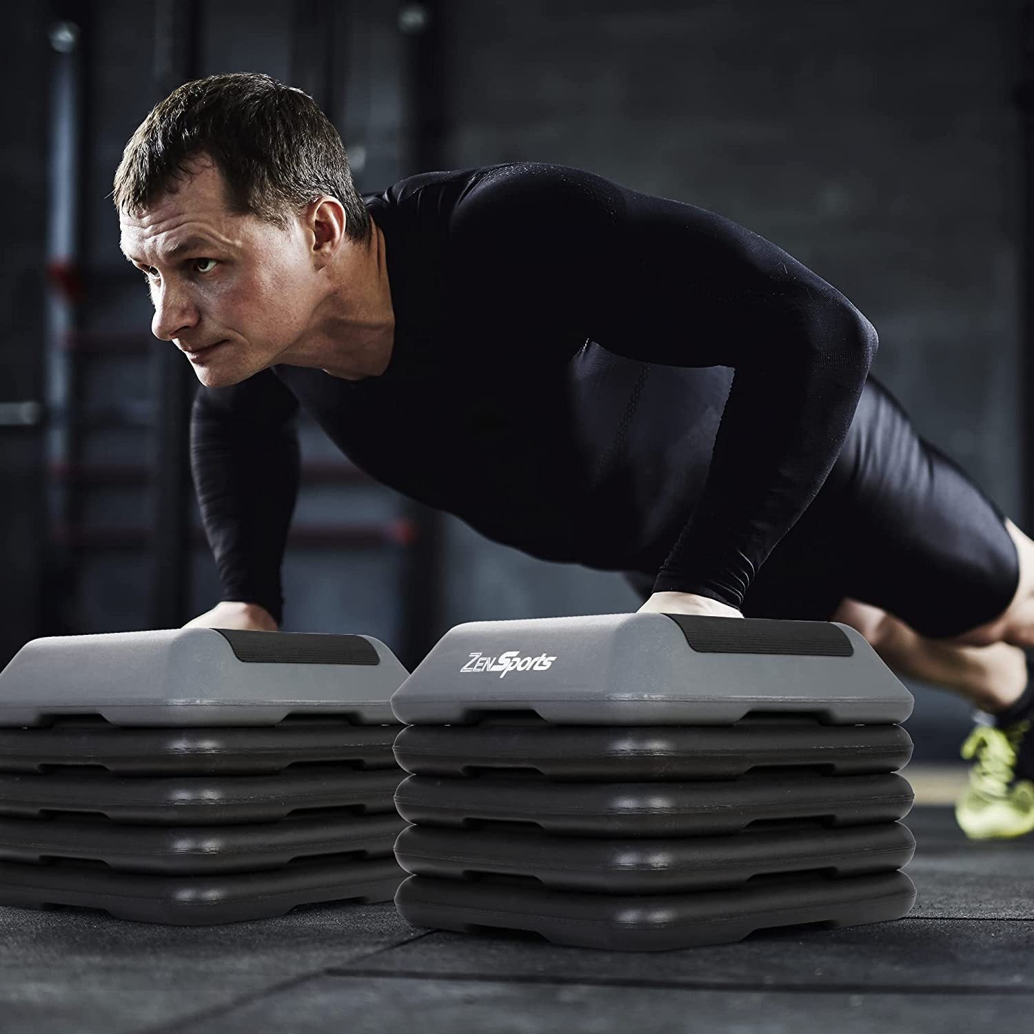 16 Inch Mini Aerobic Stepper Platform,Adjustable Fitness Exercise Steppers w/Risers for Home Gym,Yoga, Adjustable Height 6