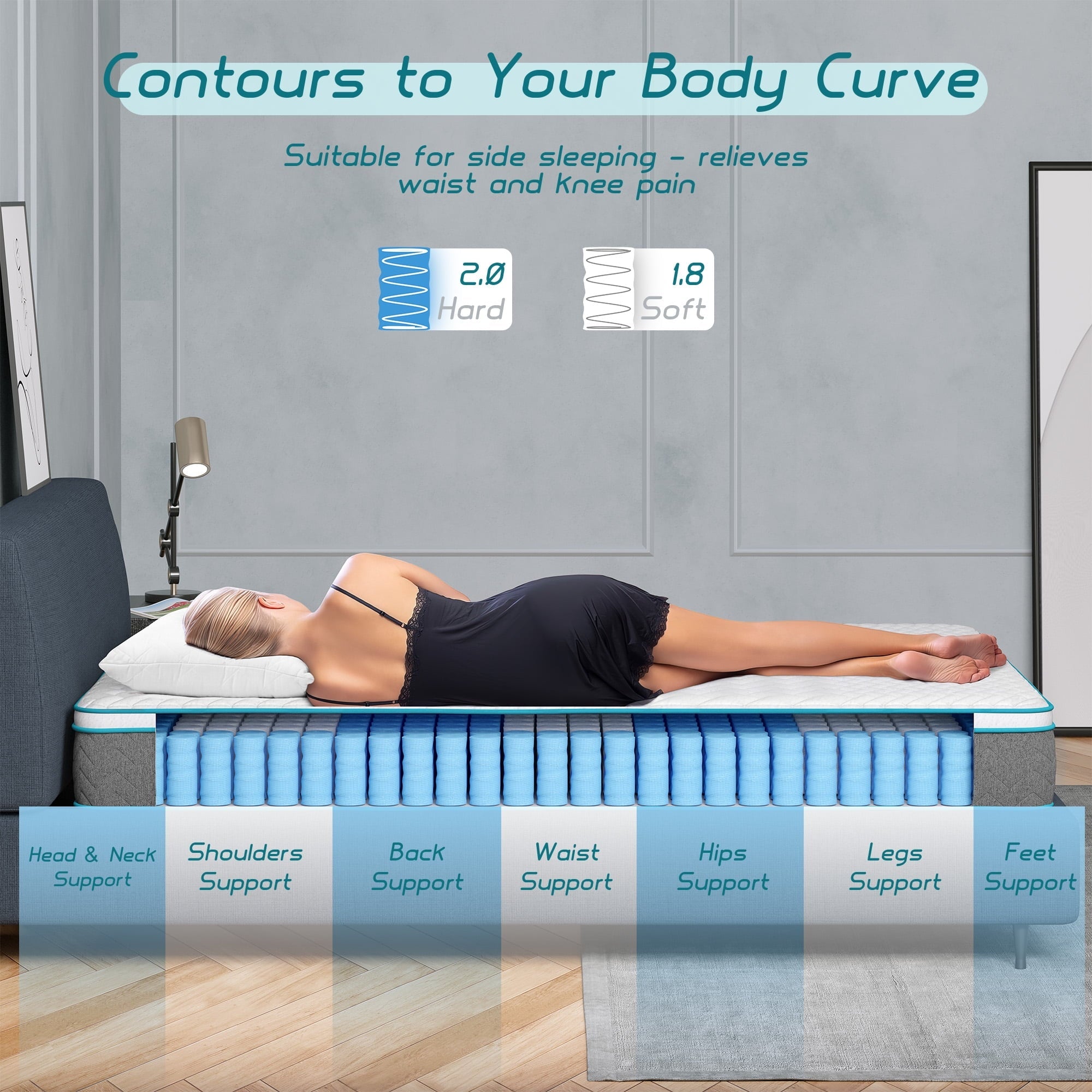 Size Hybrid Mattress, Serweet 10 inch Medium Firm Mattress Queen, with Bamboo Charcoal Memory foam, 7-Zone Innerspring Pillow Top Mattress for Cooler Sleep Supportive & Pressure Relief