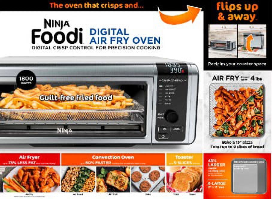 Ninja Foodi 6-in-1 Digital Air Fry, Large Toaster Oven, Flip-Away, SP080