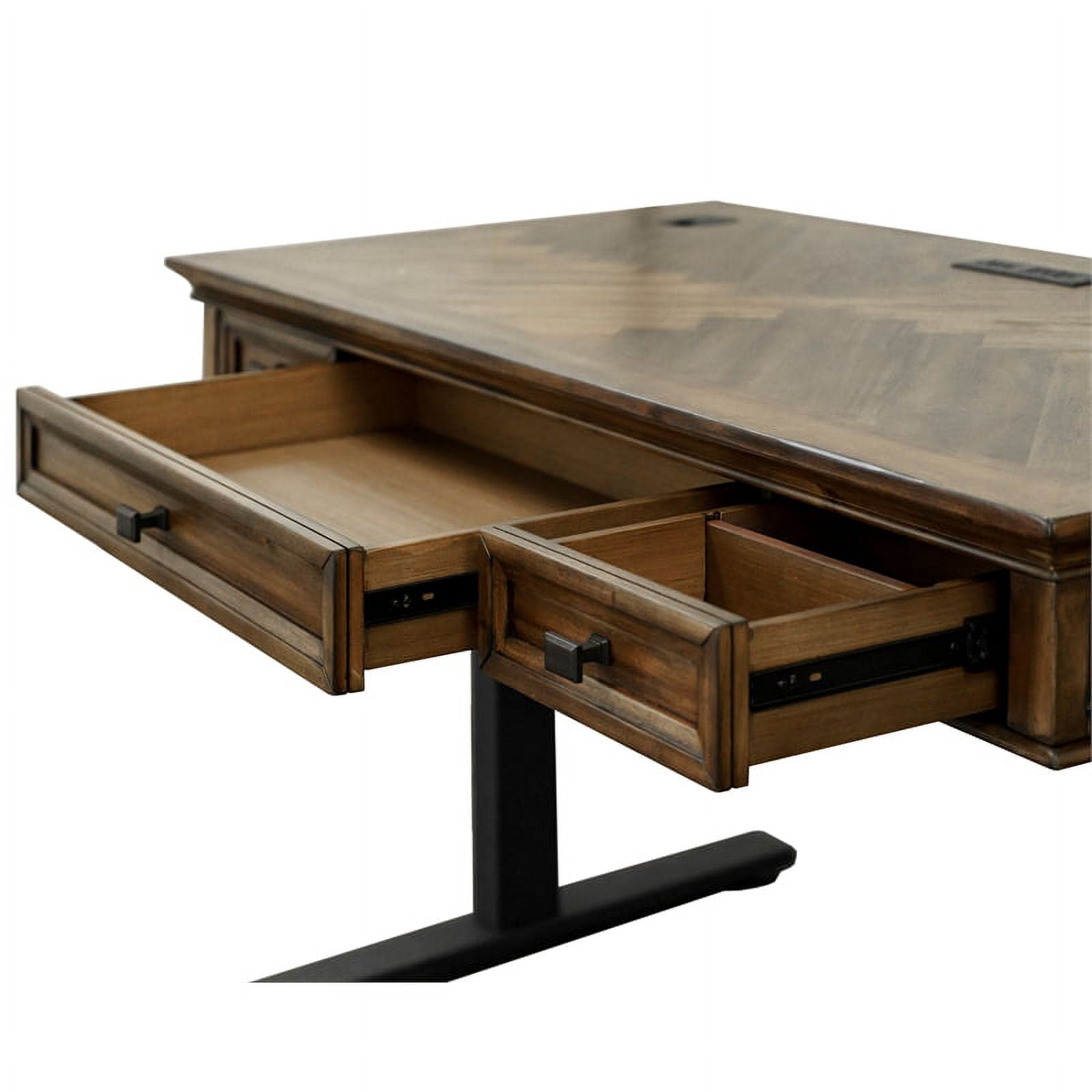 Martin Furniture Wood Electronic Sit Stand Desk Standing Desk in Brown