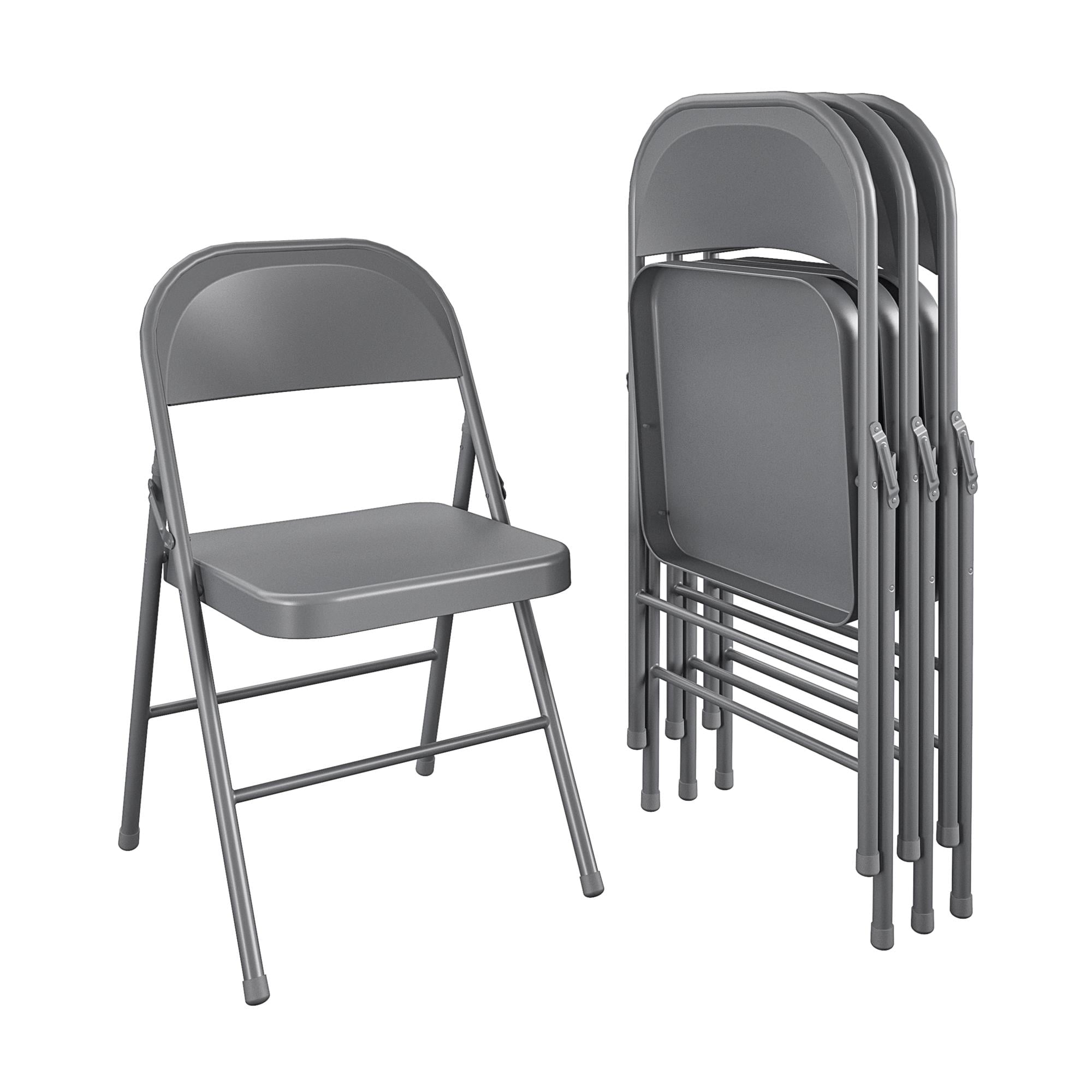 Mainstays All-Steel Metal Folding Chair, Double Braced, Gray