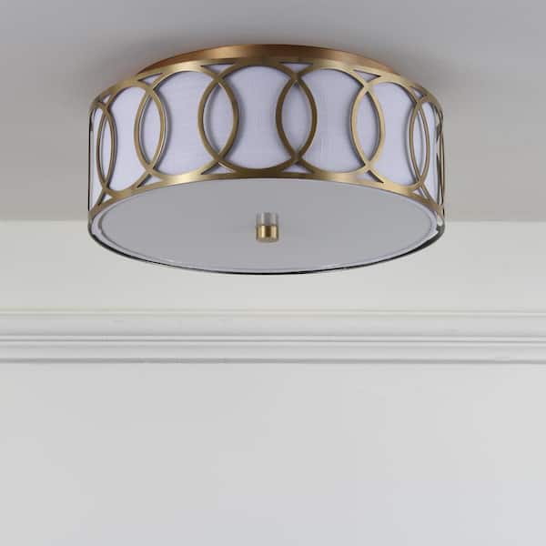 Aria 2-Light 12.25 in. Metal LED Flush Mount, Brass Gold