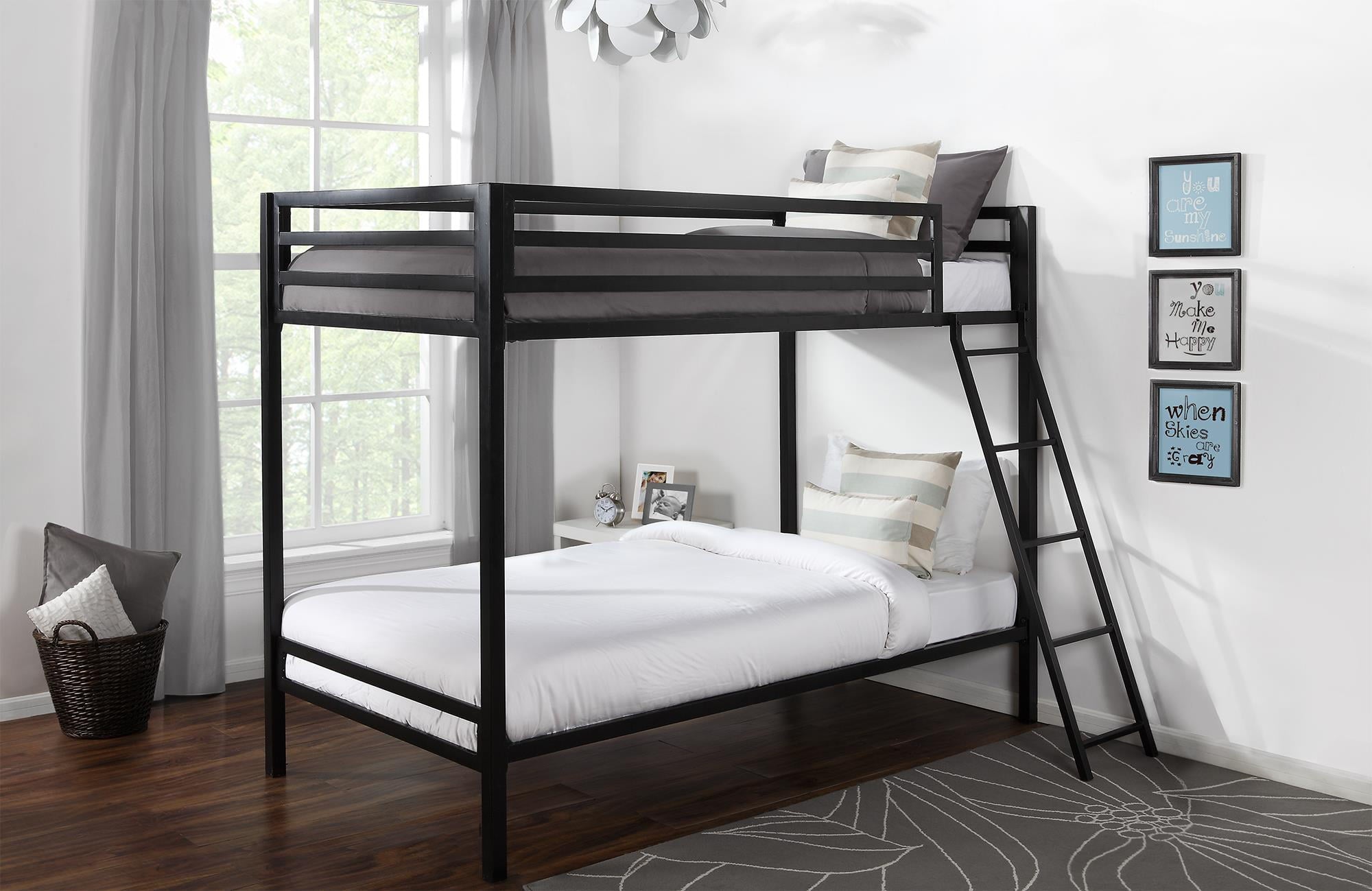 Mainstays Premium Twin over Twin Metal Bunk Bed, Black