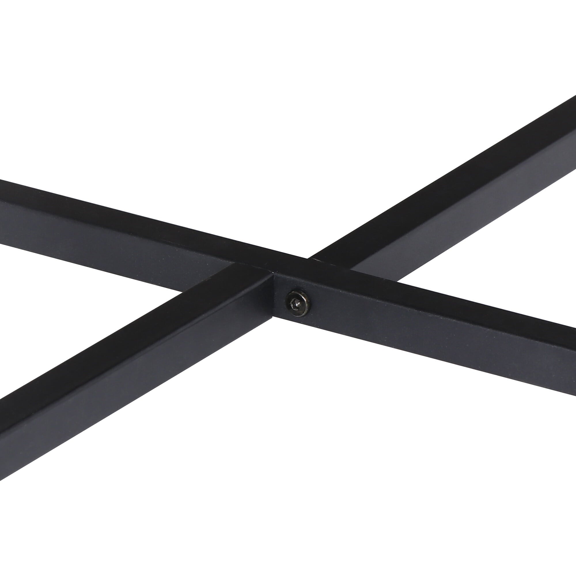 HomGarden 31.5-Inch Industrial Round Coffee Table with X-Base Metal Legs, Sofa Side Table Retro Cocktail Table for Home Office, Living Room, Rustic Brown