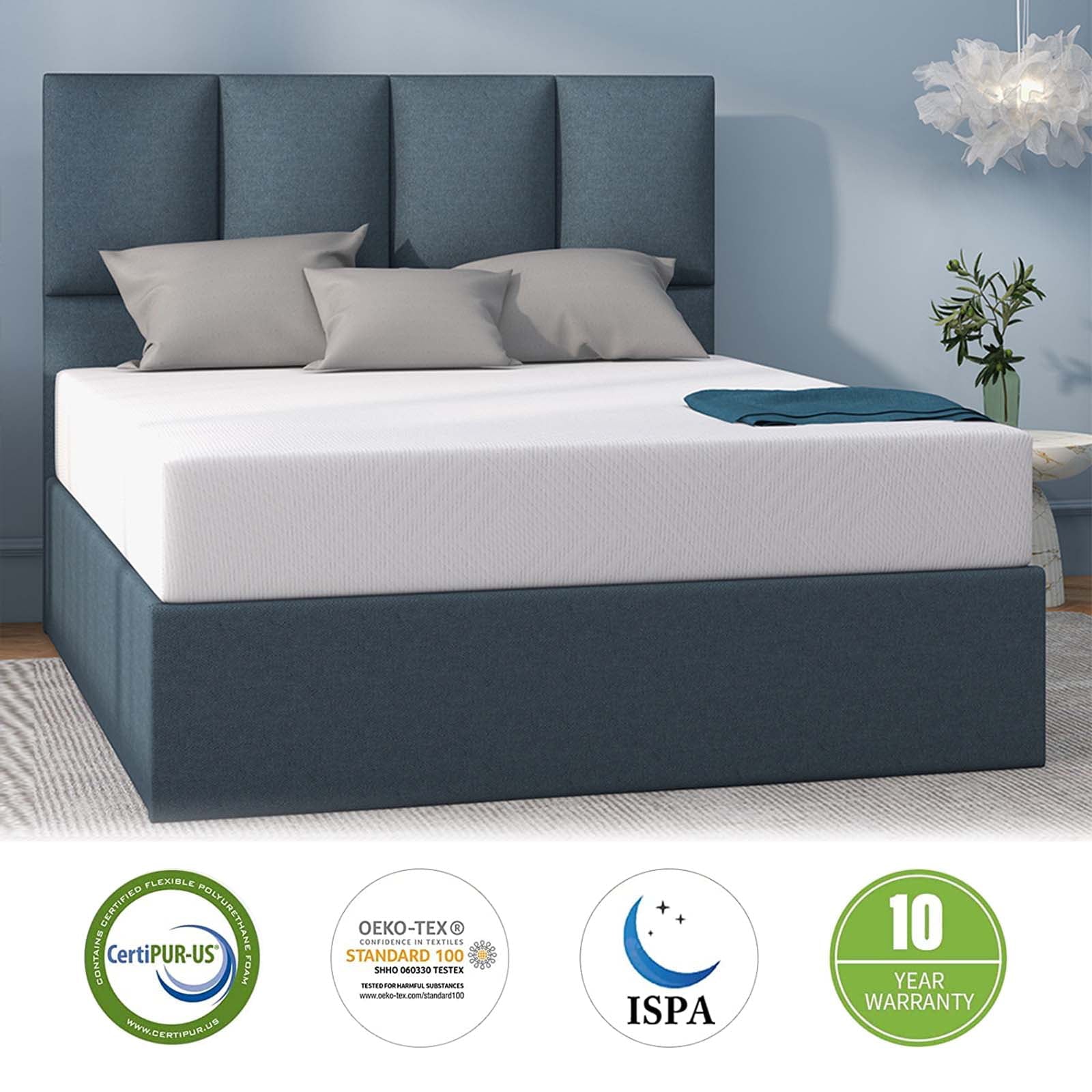 Inch Memory Foam Mattress Green Tea Mattress Medium Firm,Twin