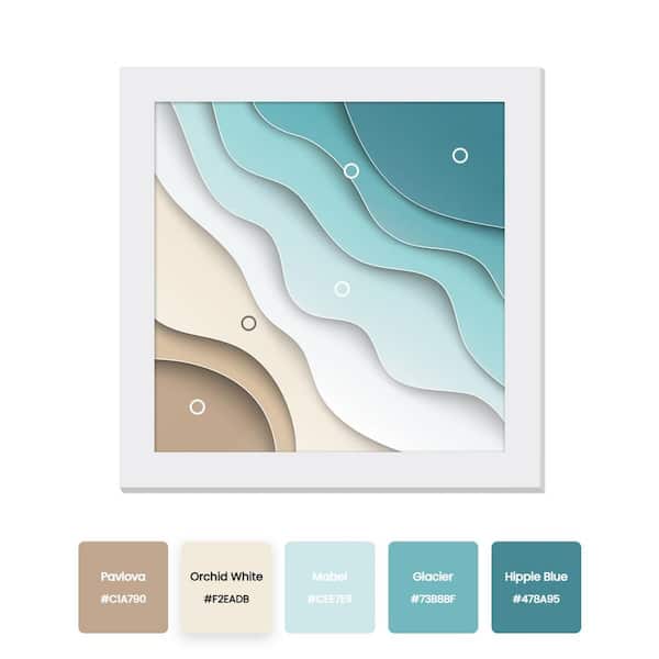 Gallery-Grade Wavy Sand And Sea Black Framed Acrylic Abstract Statement Wall Art 48 in. x 48 in.