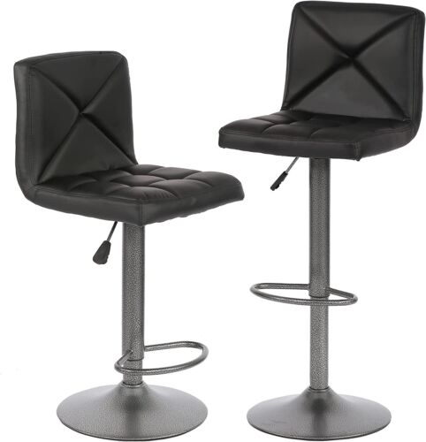 Bar Stools Set of 2 Counter Height Swivel Stool PU Leather Modern Height Stools