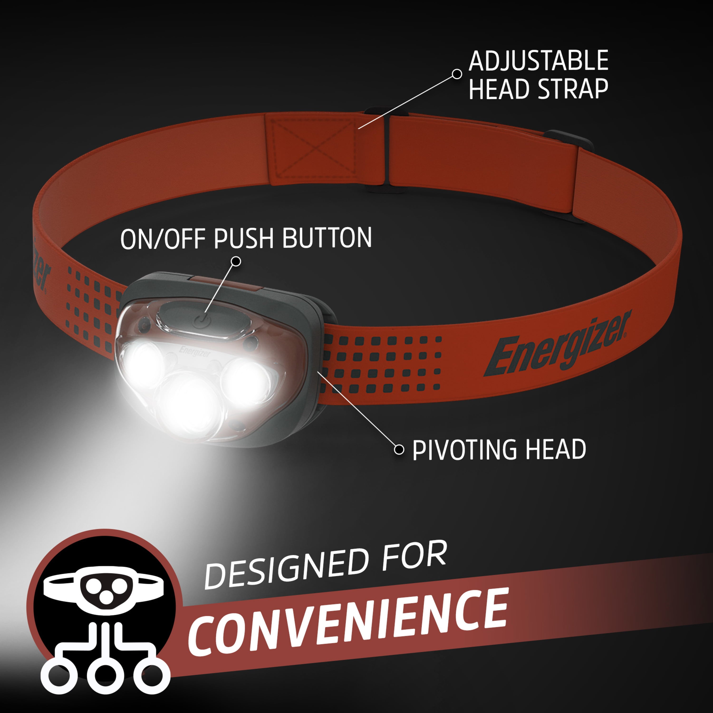 Energizer Vision HD+ 300 Lumen Advanced LED Headlamp, Includes (3) AAA Batteries