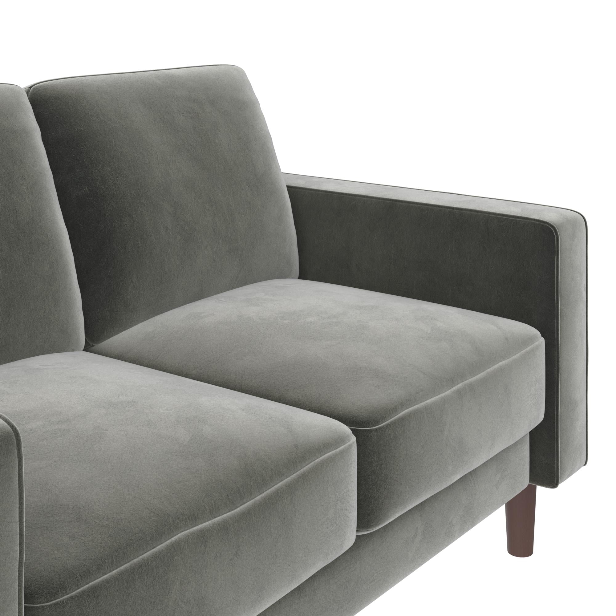 DHP Bryanna Loveseat 2 Seater Sofa , Gray Velvet