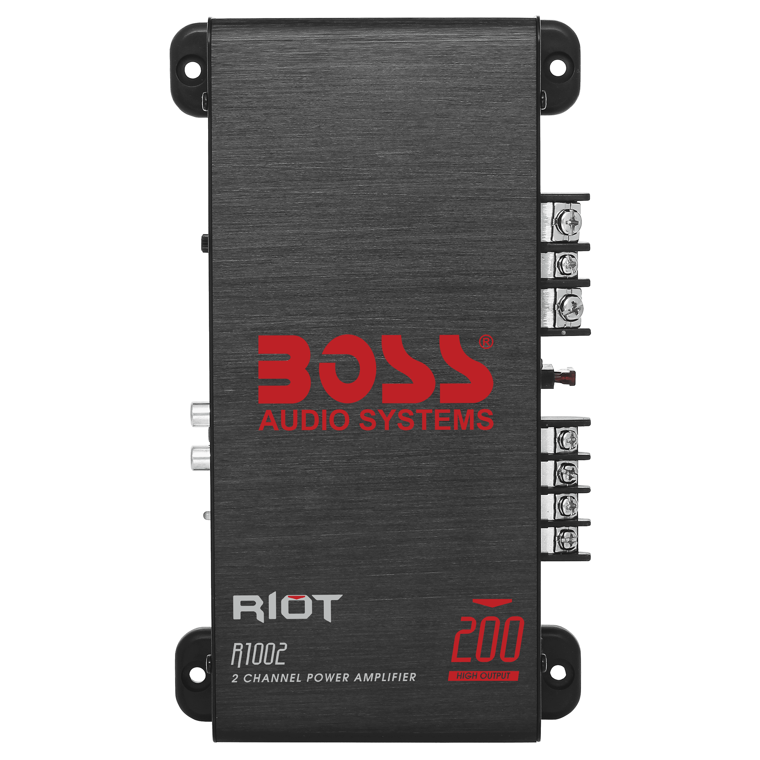 BOSS Audio Systems R1002 Riot Series Car Audio Stereo Amplifier - 200 High Output, 2 Channel, Class A/B, 2/4 Ohm Stable, Low/High Level Inputs, Full Range, Subwoofer