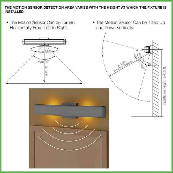 Collier Heights 24 in. Chrome Curved Selectable LED Bathroom Vanity Light Bar Flush Mount with Night Light Feature