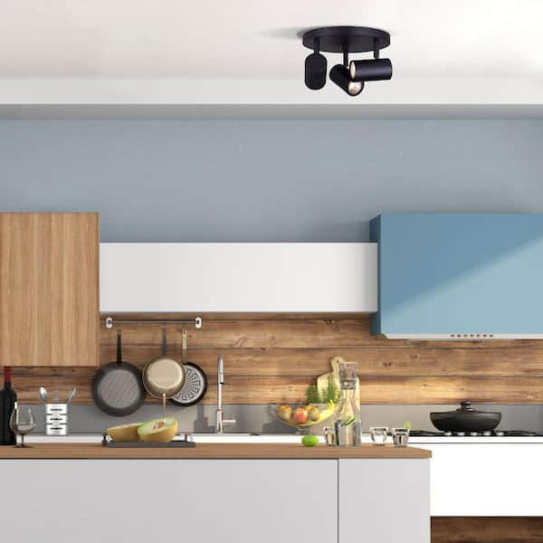 Marena 13 in. 3-Light Matte Black Halogen Track Lighting Kit