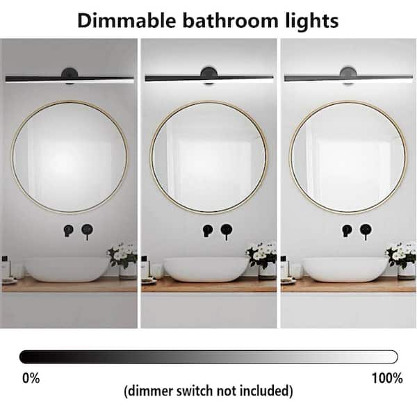 23 in. 14-Watt 1-Light Black LED Vanity Light with Dimming Function