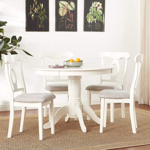 Angel Line 5 Piece Lindsey Dining Set, White/Gray White